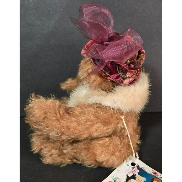 Sersha Jointed Teddy "Bonnie" Bear Serieta Harrell Mohair Fur Scarf Velvet Hat - Picture 7 of 13
